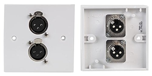 PRO SIGNAL 1 Gang Multimedia Wallplate - 2x 3-Pin XLR Sockets, Studio Audio Wall Plate - White - PELR0083
