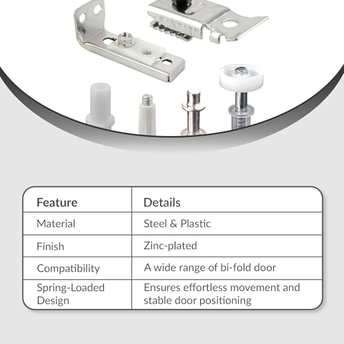 Kit de reparación de herrajes para puerta plegable FHC N7534 - pivotes superior e inferior y rueda guía - para puertas de 1" a 1-3/8" de grosor hasta 50 lbs. miniatura 4