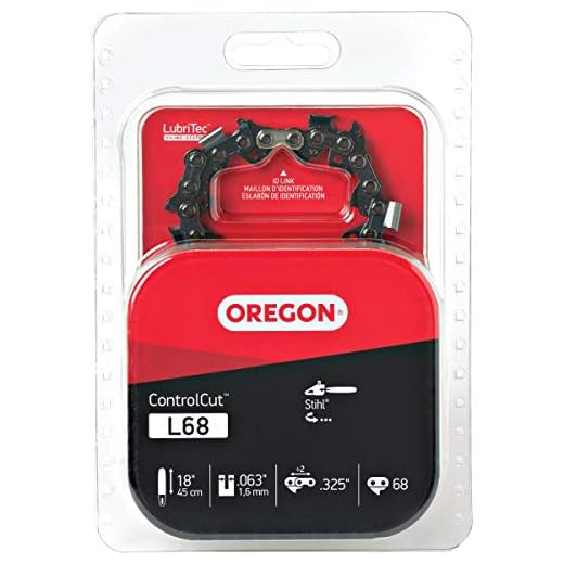 Oregon Chainsaw Chain for 18" Bar, .325" Pitch, .063" Gauge, 68 Drive Links