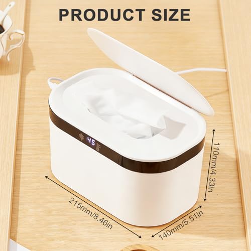 Feuchttücher Wärmer Baby 3 Heizstufen & Konstanttemperatur 10W USB Wipes Warmer mit LED-Nachtlicht Schnellheizung 8-10 Min, Wischtuchwärmer Handtuch große Kapazität Wärmegerät für Zuhause & unterwegs
