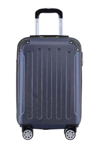 BEIBYE- Hartschalenkoffer Koffer Trolley Rollkoffer Reisekoffer Zahlenschloß 4 Zwilings-Rollen (Dark-Blue, Small-55cm)