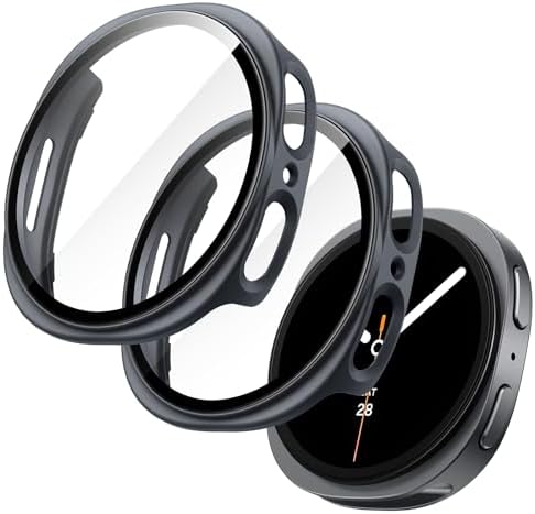 JETech Hülle mit Schutzfolie für Samsung Galaxy Watch 9/8 44mm, Graphite | Integriertes Gehärtetes Glas Displayschutz, Hohe Berührungsempfindlichkeit, Vollschutz, PC-Hartdesign