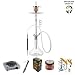 Produktbild Shisha Set mit Edelstahl Shisha Amy Feather Steel SS05 plus (clear) inkl. Kohleanzünder, Naturkohle, Kaminkopf, Dampfsteine, Premium-Poster Shisha&Cocktails - Geschenkset