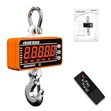YATOINTO 1000kg/2000lb Digital Crane Scale Heavy-Duty Industrial Hanging Scale with Remote Control Smart Type LED Display CE Certified Electronic Weighing Crane Scale (Orange)