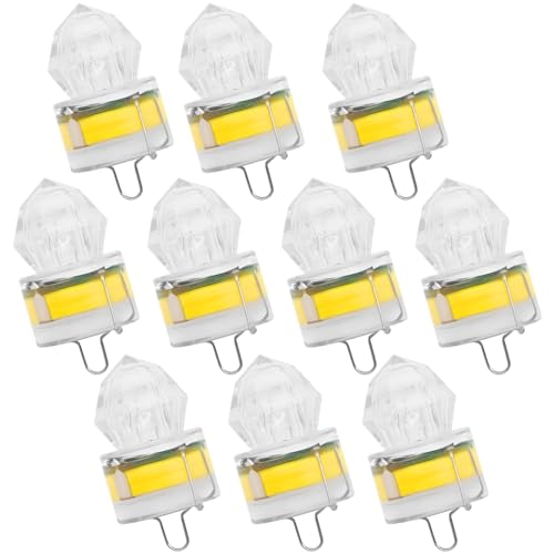 yeeplant 10-Piece Led Fishing Light Set, Lure with Flashing Strobes, Colorful and Submersible, for and Saltwater, Wide Light Emission for Fish Attraction
