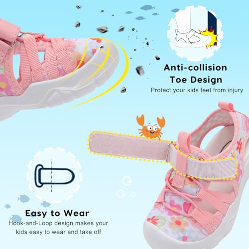 Image of JOINFREE Toddler Boys Girls Water Shoes Breathable Qucik Dry Sport Beach Sandals Lightweight Barefoot Flexible