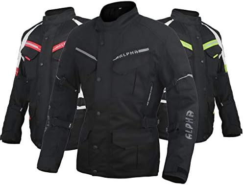 ACG ADVENTURE MOTORCYCLE JACKET MEN FOR TOURING CE ARMOR WATERPROOF ALL SEASON BIKER RIDING (BLACK, 2X-LARGE)