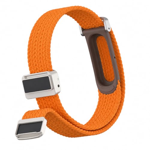 UGYMSIA Fitbit Air �Ή� �����o���h 18mm �X���� �҂ݍ��� �L�k �}�O�l�b�g�� ���i�K���� �r���v�x���g TPU�܂��̓��^���ی�P�[�X�t�� (TPU �P�[�X,�I�����W/���X�g�o���h) [���s�A���i]
