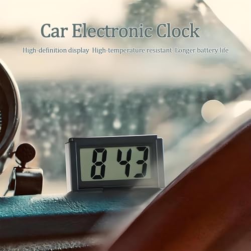 Pevlkawr Mini Auto Uhr Fahrzeug Elektronische Digitaluhr reisewecker klein uhr für auto mini uhr digital Für Auto Armaturenbrett Schreibtisch Tisch, Schwarz