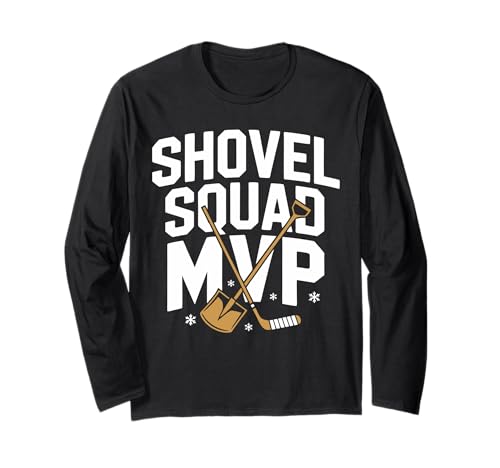 Pond Hockey Player Shovel Squad Shinny Long Sleeve T-Shirt