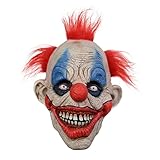 AngelReally 2022 Halloween Clown Mask with Hair, Funny Scary Jester Mask for Halloween Props Creepy Joker Cosplay Costume