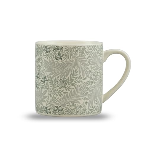 Half Moon Bay Larkspur by ACS William Morris 10.5 Ounce Sage Green and Ivory Ceramic Stoneware Beverage Drinking Mug