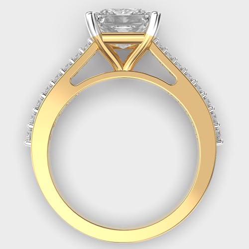 Bague moissanite princesse en argent plaqué or pour vos soirées
