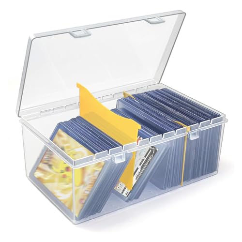 SAMYUCHO Card Storage Box for 500 Sports Cards with Dividers