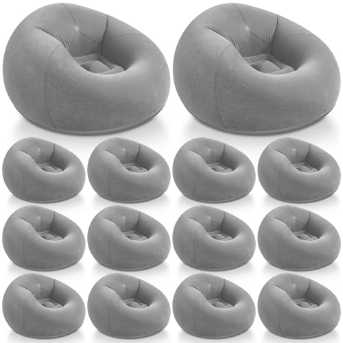 Image of Realspring Inflatable Bean Bag Chairs Outdoor Blow up Camping Chairs Inflatable Lazy Sofa Folding Portable Bean Bag Loungers Couch for Movie Night(Dark Gray,12 Pcs)