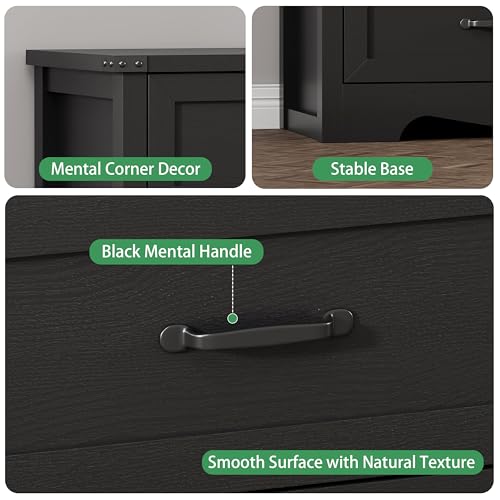 Image of Dresser for Bedroom with 6 Drawers, 49 inch Tall Wood Chest of Drawers with Deep Drawers & Mental Handle, Modern Dresser TV Stand, Wooden Closet Storage Organizer for Living Room, Hallway, Entryway, Black