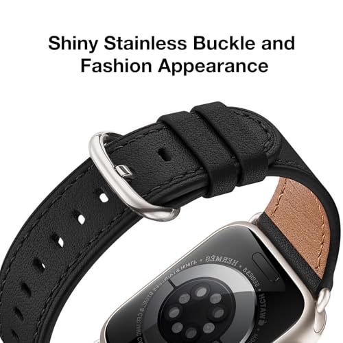 WFEAGL Compatible with Apple Watch Band 42mm(Series 3 2 1) 44mm 45mm 46mm 49mm Women, Top Grain Genuine Leather Band for iWatch Ultra SE 3 2 1 & Series 11 10 9 8 7 6 5 4 3 2 1 by WFEAGL - Used condition - Image 2