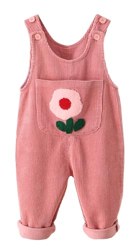 Happy Cherry - Happy Cherry - Combinaison en Velours Côtelé Garçons Filles Salopette Bébé Tout-Petit Pantalon à Bretelles Enfant Unisexe pour Automne Hiver Printemps - 2-3 Ans - Rose Fleurs