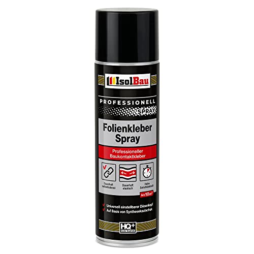 Isolbau Spray de colle pour film - 1 x 500 ml - Colle de contact professionnelle pour coller des films de construction et pare-vapeur - Pour PVC, bois, béton, etc