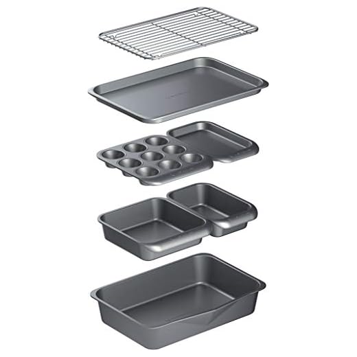 MasterClass Smart Space Stacking PTFE, PFOA and BPA Free Non-Stick Bakeware Set, 7 piezas bandejas de horno, caja de regalo, gris