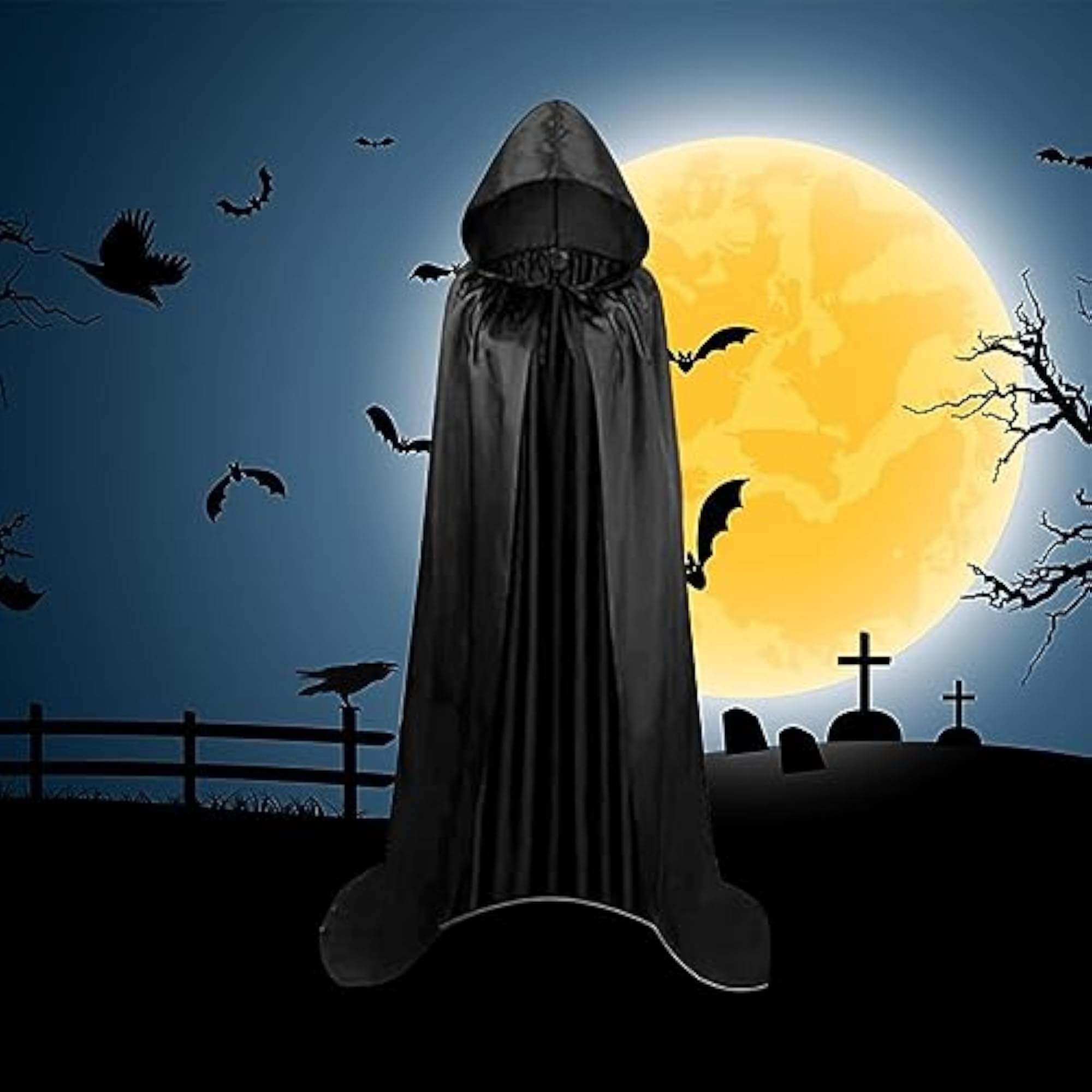 Gothic Hooded Cloak Cape Robe for Unisex Adults
