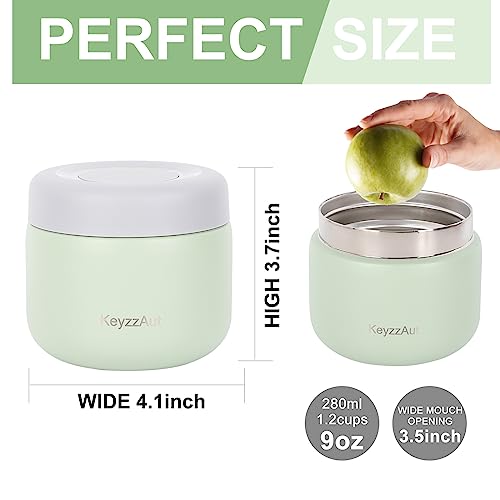 Keyzzaut 9Oz Soup Thermos For Hot Food Wide Mouth Vacuum Insulated Food Jar 304 Stainless Steel Lunch Storage Dishwasher Safety Food Soup Container For School, Office, Outdoor (Green) #TOP2