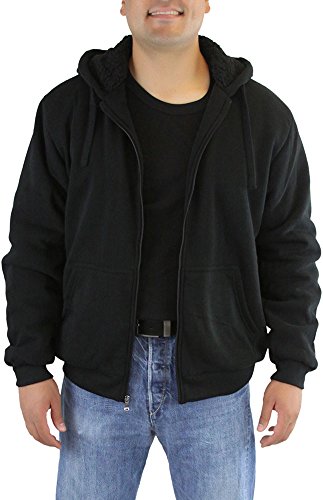 Image of ToBeInStyle Men's Polar Fleece Long Sleeve Zip Up Kangaroo Pocket Cold Weather Hoodie Jacket