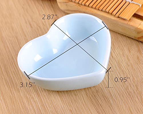 Whjy Blue Love Heart Shaped Ceramic Side Dish Bowl, Contemporary Porcelain Side Dishes Bowl, Seasoning Dishes Soy Dipping Sauce Dishes For Wedding Birthday Party- Set Of 6 #TOP1