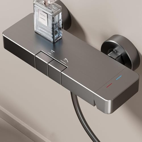 Mitigeur cascade de bain gris mural avec colonne de douche LWX - 4