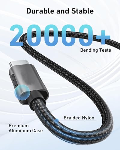 Image of Mizi C to C Cable, [240W, 6.6ft] Fast Charging Type C Charger Cord, Braided C to C Phone Charger Cable for iPhone 15 Pro Max Samsung S24 S23 Laptops iPad Switch Steam Deck - Grey