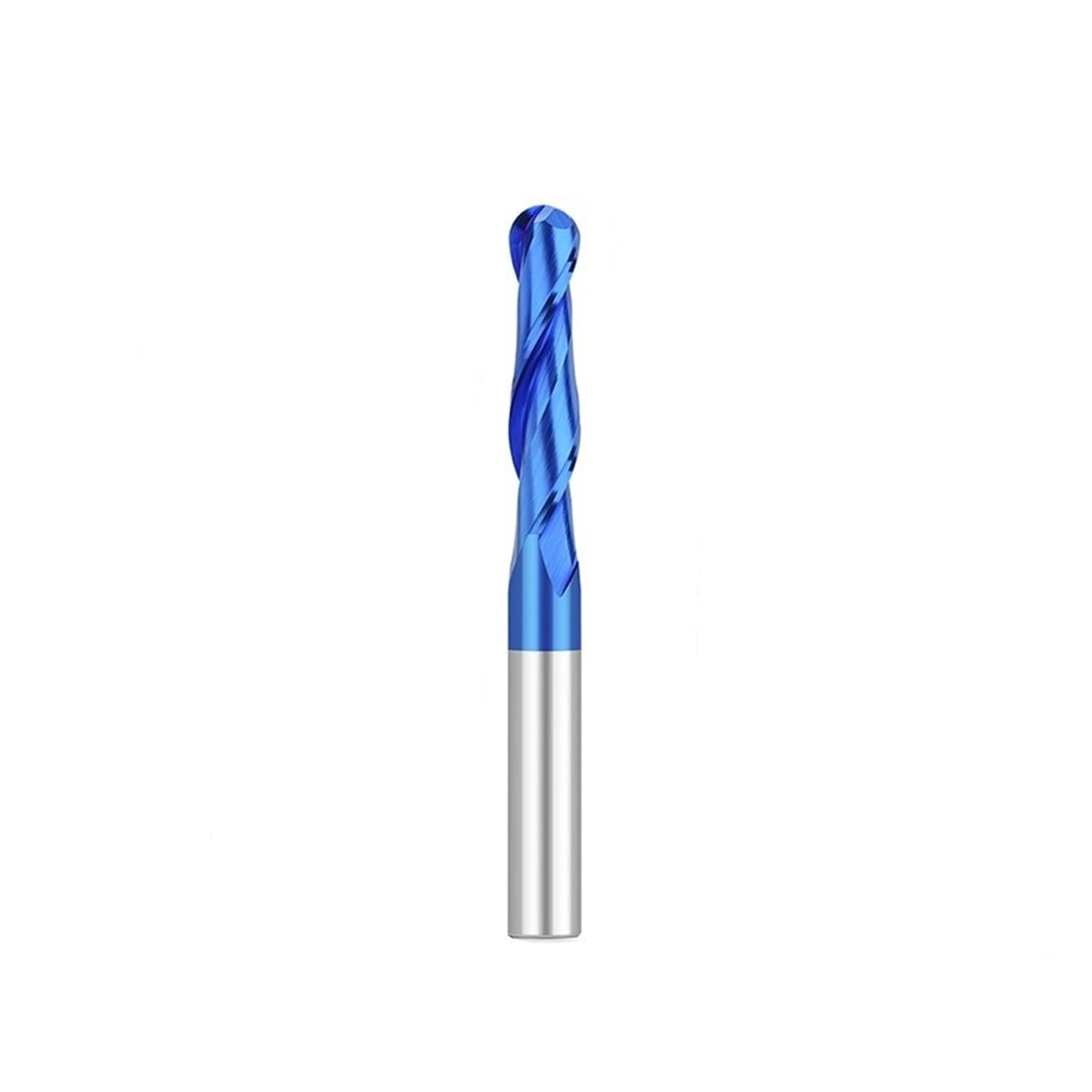 Fresa de carburo punta esférica 2 flautas, vástago 3,175/4/6/8/10/12 mm, fresa, CNC con revestimiento azul nano, herramienta fresado en espiral doble flauta