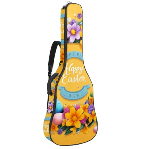 Sac de guitare acoustique 101-106 cm imperméable à motif couronne de Pâques jaune