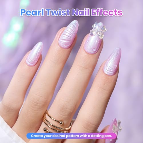 Image of Beetles Spring Gel Polish Set - Stay Shining Pearly Swirl Shade Set, 6 Colors Mermaid Nail Swirl Shell Thread Effect Polish Soak Off Uv Gel Polish DIY Salon-Quality at Home Gift for Women