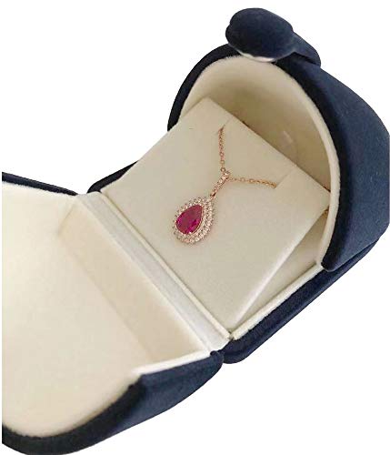 Svea Display Navy Blue Velvet Premium Grade Jewelry Box For Earrings Necklace Double Layer Modern Unique Design Packaging Gift For Her (Jewelry Is Not Included) #TOP3