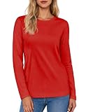 TACVASEN Langarmshirt Damen Regular Fit Tshirt Rundhals Freizeit Langarm