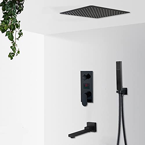 Douche à main noire de la pluie pour un spa à la maison au quotidien