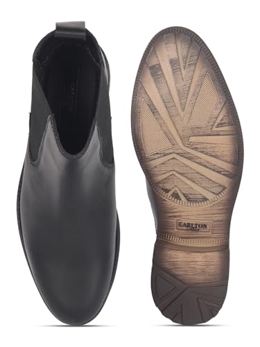 Image of Carlton London Men's Premium Leather Slip-On Solid Chelsea Boots