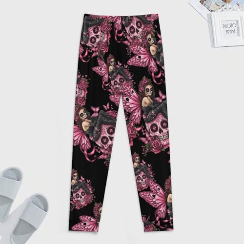 Skull Fairy Breast Cancer Awareness Ribbon Men's Pajamas Pants Lightweight Sleep Lounge Pant Pjs Bottoms Casual Sleepwear4