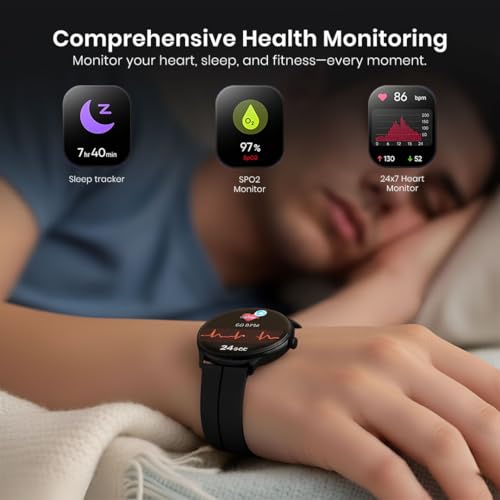 Image of GameSir Glavito Round Dial Smartwatch with 1.49 inch AMOLED Display, 100+ Sports Modes, IP67, Bluetooth Calling, Crown Control, Health Tracking, 100+ Watch Faces, Men & Women (Magnetic Black dial)