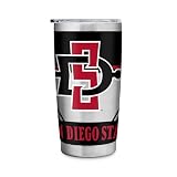Rico Industries NCAA San Diego State Aztecs - SDSU 20oz Stainless Steel Tumbler with Lid - Great For Coffee, Tea, Water or Cocktails