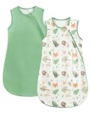 WYTbaby 2 Pack Baby Sleep Sack 1.0 TOG, 100% Cotton Wearable Blanket, 2-Way Zipper Baby Sleeping Bag,Green Fox...