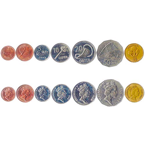 Set of 7 Coins from Fiji: 1, 2, 5, 10, 20, 50 Cents, 1 Dollar. 1990-2006