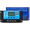 PWM Solar Charge Controller 10A 12V 24V Auto Work Max PV Solar Panel 100W/300W Solar Regulator with Dual 5V USB Ports LCD Display Overload Protection Timer Setting ON/Off (GC1024)