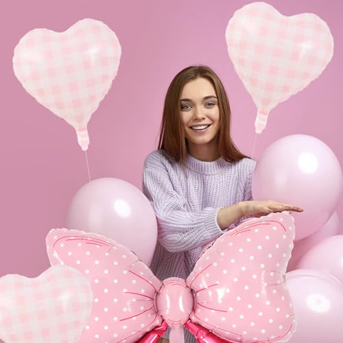 Image of 36 Inches Bow Foil Balloon Huge Bowtie Pink Balloon for Baby Shower, Wedding, Kids Theme Party Decoration (Pink 8)