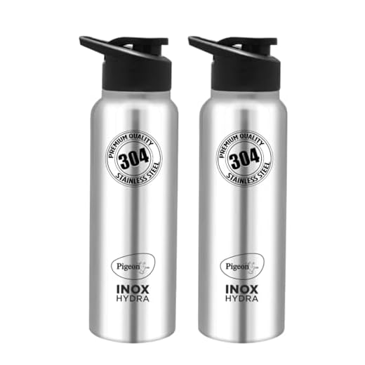 Pigeon by Stovekraft Inox hydra 700ml pack of 2 Stainless Steel Drinking Water Bottle 700ml Flipper Cap - Silver (1 year Warranty)
