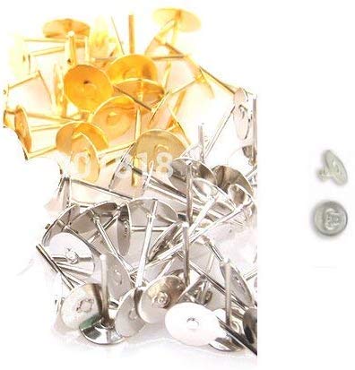 Ale-Van Art Silver Golden Jewellery Making Stud Head Pin with Silicone Rubber Push Lock Earring Back, Pack of 100 Pieces (Golden & Silver, Standard) (B08V4B4TLV) Amazon Price History, Amazon Price Tracker