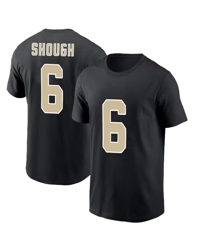 Gridiron Grip Tyler Shough New Orleans Football T-Shirt Cotton Jersey 100% Cotton (US Alpha Large Black)