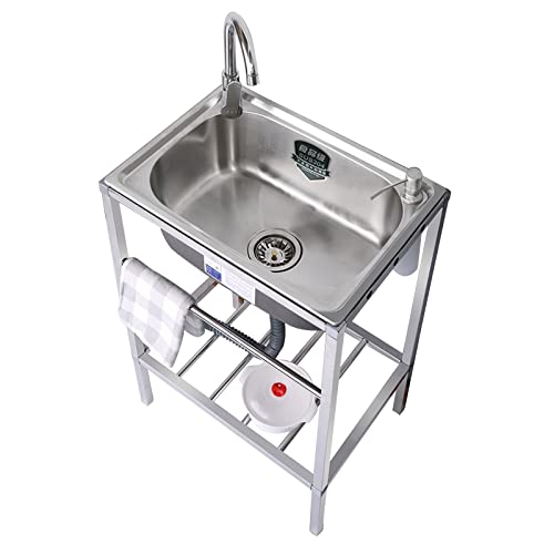 Fregadero de un seno de acero inoxidable independiente con grifo para jardín 2