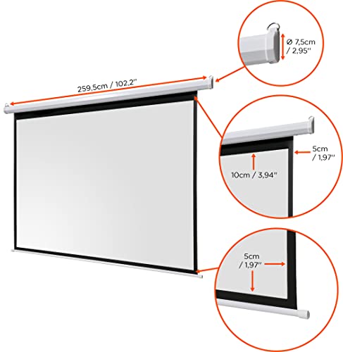 celexon Basic Motor-Leinwand 120 | 240x180 cm 4:3 | elektrische Full-HD 4K Beamer-Leinwand f&uuml;r Heimkino oder B&uuml;ro-Pr&auml;sentationen | geeigent zur Deckenmontage oder Wandmontage | inkl. Fernbedienung