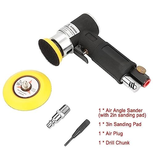 60Pcs Mini Air Sander Kit, Pneumatic Sander with 1” 2” 3” Backing Plates, Sanding Discs, Buffing Pads for Random Orbital Sanding Buffing Polishing